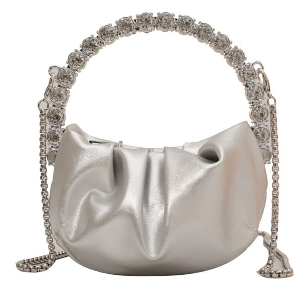 PU Läder Handväska Mini Crossbody Väska SILVER Silver