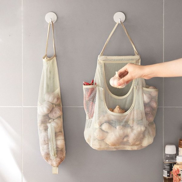 Kökshängande mesh Frukt Grönsaksförvaring Nätpåse 2 2 2
