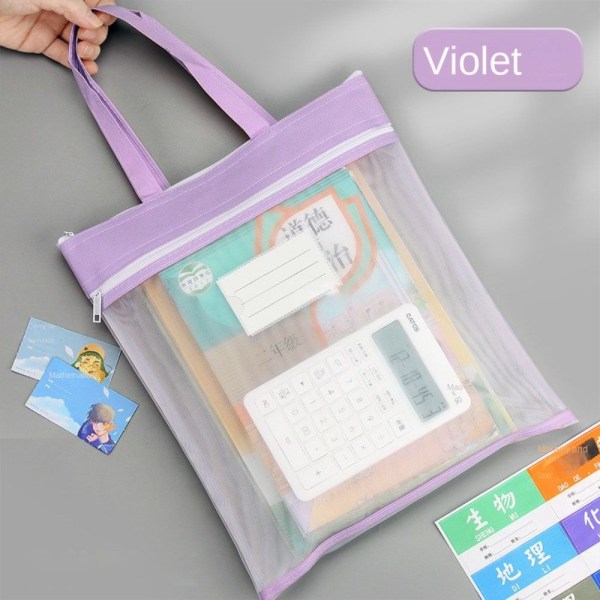 Läpinäkyvä Mesh File Bag Paperilaukku VIOLET Violet