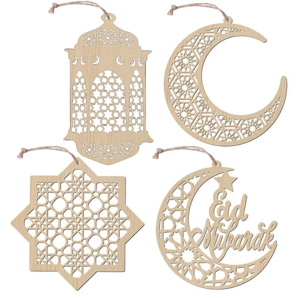Træ Ramadan Dekoration Eid Banner Mubarak Håndværk 1 1