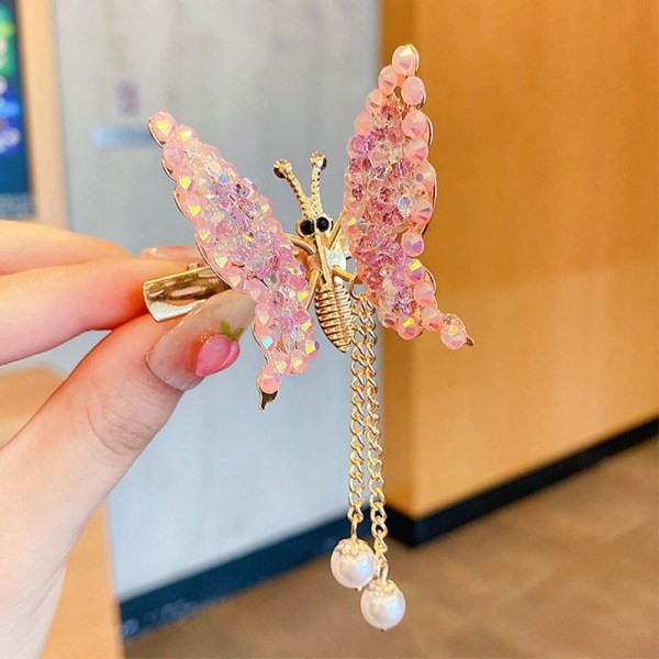 Rhinestone Butterfly Hårnål Butterfly Bangs Sidoklämma FÄRG 7 Color 7