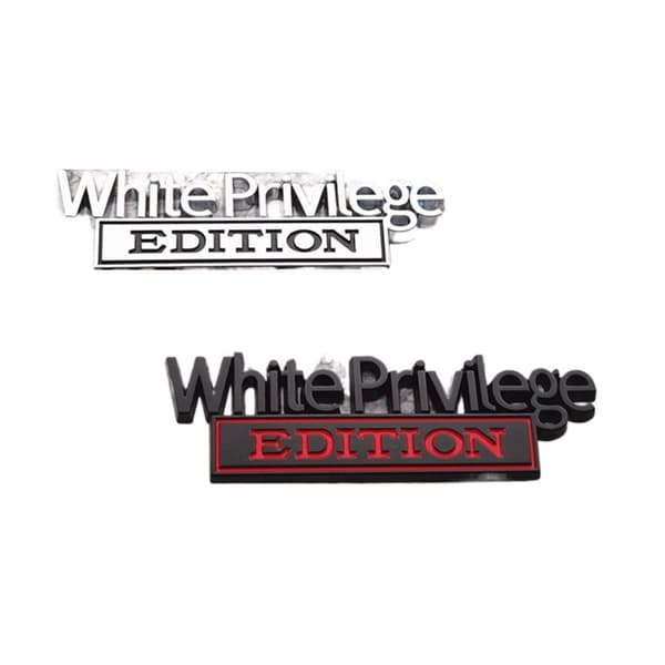 2 st White Privilege Edition Emblem 3D Metall Logotyp Bilmärke