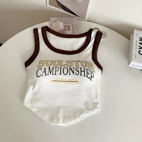 Printed Tank Mode Colorblock Inbyggd BH MÖRKBRUN Dark brown