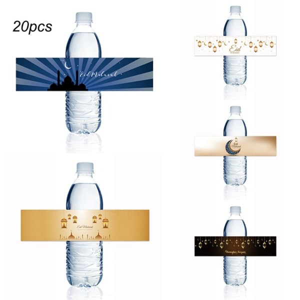 20 stk Vannflaskeetiketter Flaskeinnpakningspapir-klistremerke STIL 2 Style 2