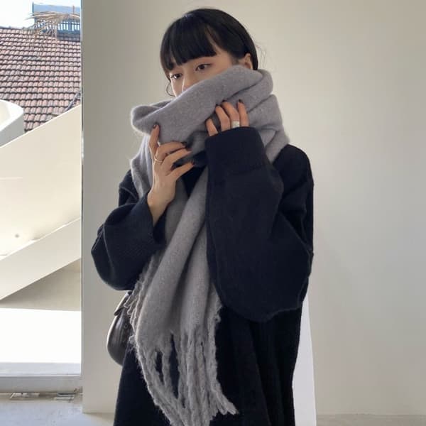 Vinter Cashmere Halsduk Lång Tofsar Halsdukar VIT White