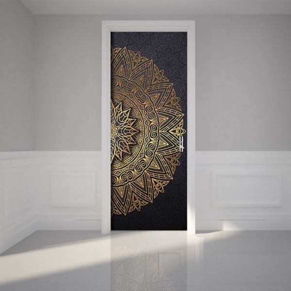 Mandala dørklistremerke Moderne kunst Vintage tredørbakgrunn