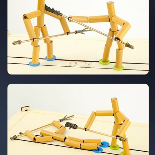 Trästaketdocka Bambuman Stridsrobotar i trä