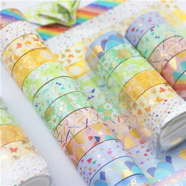 12 Roll dekorativa tejp Papper Tejp klistermärken