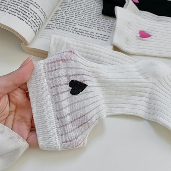 Love Broderi Lolita Strømper Tynde Dame Sokker SORT SORT Black