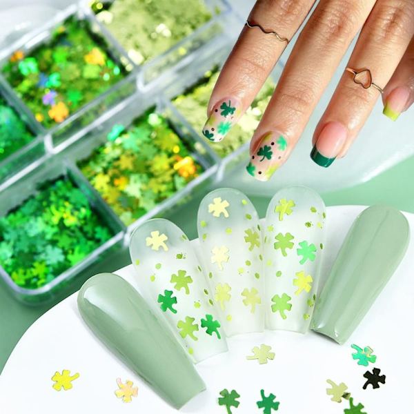 St. Patrick's Day Nail Art 3D Clover Nail Sequins Sequins Kit St. Patrick's Day