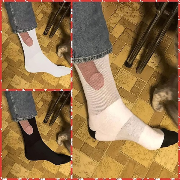 1 Par Funny Socks Show Off Sokker HVIT white