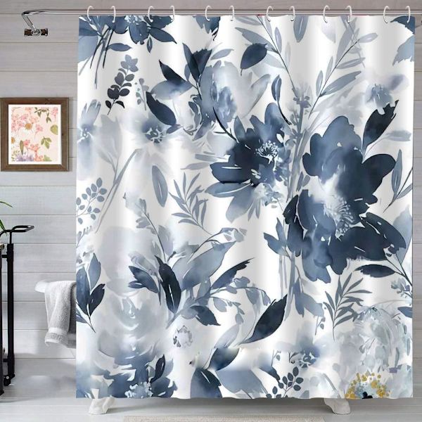 Badeforhæng Enkelt blomstret bruseforhæng STYLE 2 STYLE 2 style 2