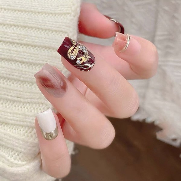 10 kpl Nails Ornament Dragon Nail Art SILVER Silver