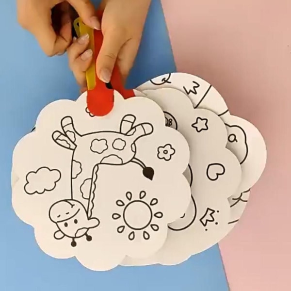 Kids DIY färgfläkt Handfärgad liten fläkt LION LION lion