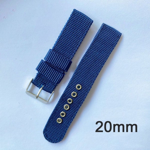 Nylon Canvas Armband Watch Armband MÖRKBLÅT 20MM dark blue 20mm