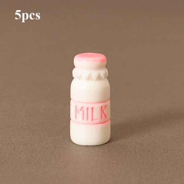 5 stk 1/6 mælkeflasker Dukkehus Miniature PINK Pink