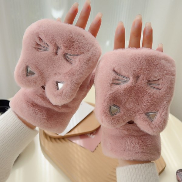 Cykelkörhandskar Cat Fingerless Touch Screen Vantar ROSA pink