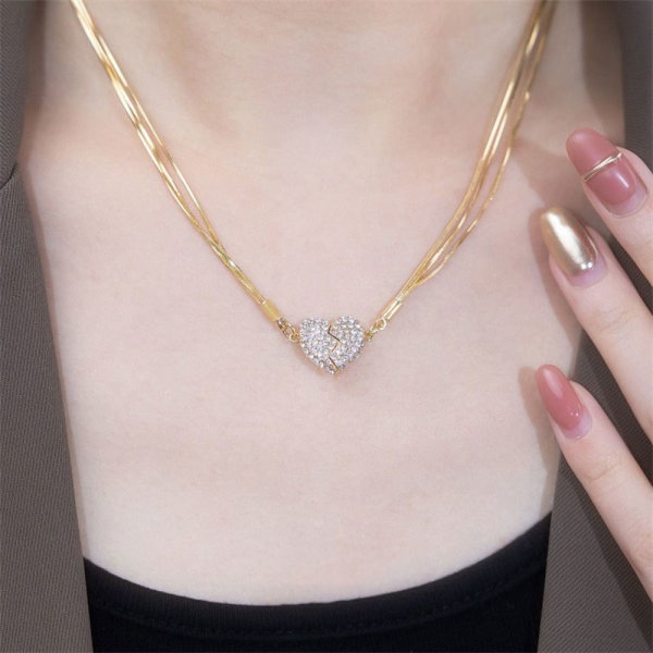 Magnet Couple Kaulakoru Heart Riipus Chokers GOLD 60cm Gold 60cm