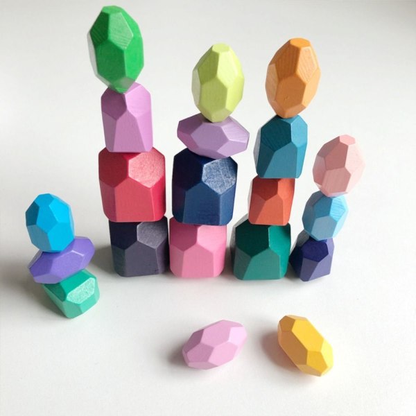 Rainbow Wooden Stone Stacking Blocks 11STK 11STK 11pcs