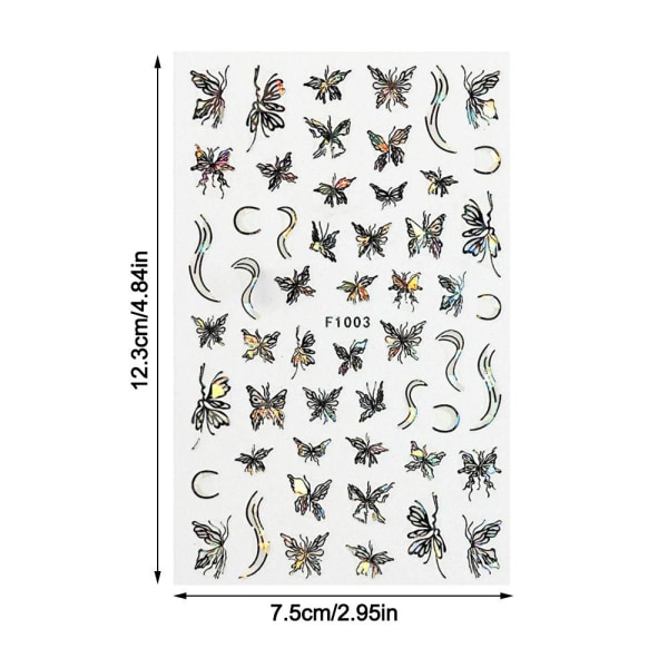 Butterfly Laser Nail Stickers Nail Art Decal F1003-ROSA F1003-Pink