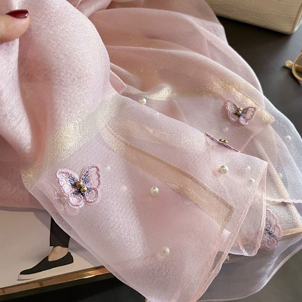 90x90cm Butterfly Brodered Scarf Siden Scarf 3 3 3