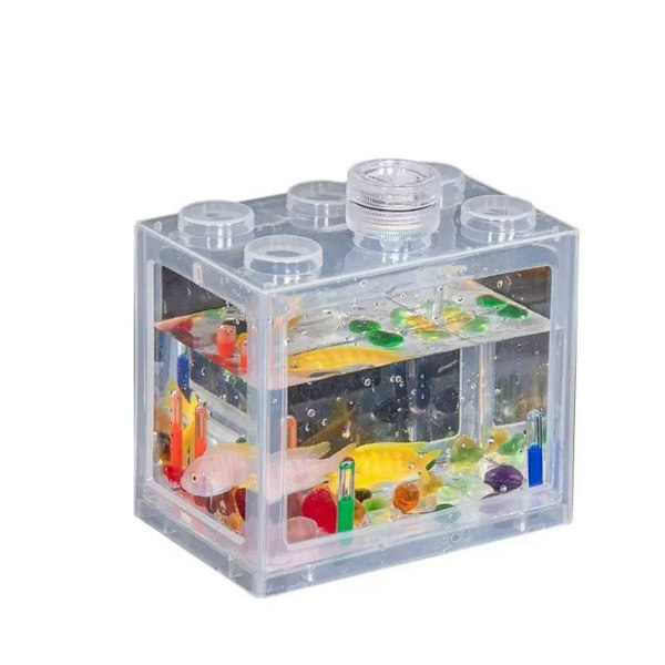 Betta Fish Tank Building Block Aquarium TRANSPARENT TRANSPARENT transparent