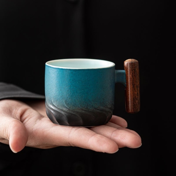 Keramisk Retro kaffekopp filter temugg BLÅ blue