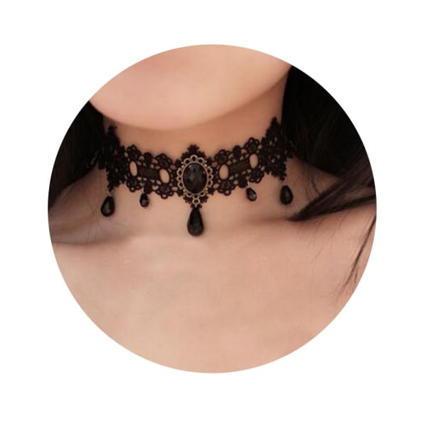 Gothic Choker viktoriansk tatovering halskjede svart blonder