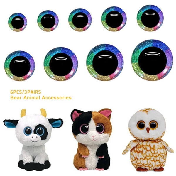 6 stk/3 par Eyes Crafts Eyes Puppet Crystal Eyes 10MM 10MM 10mm