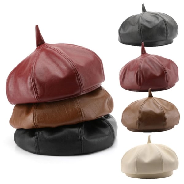 Kvinner Beret Beret Cap KAFFE Coffee