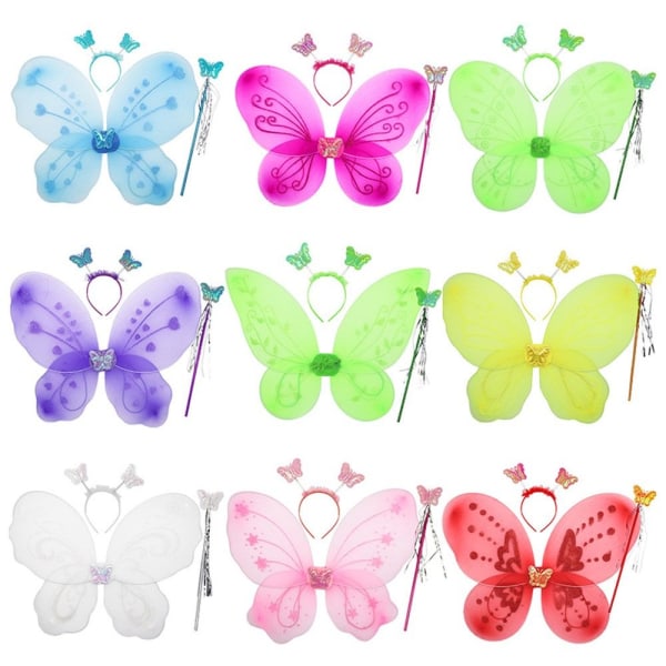 Børne sommerfugle pandebånd Wings Prinsesse kostume sæt 06 06 06