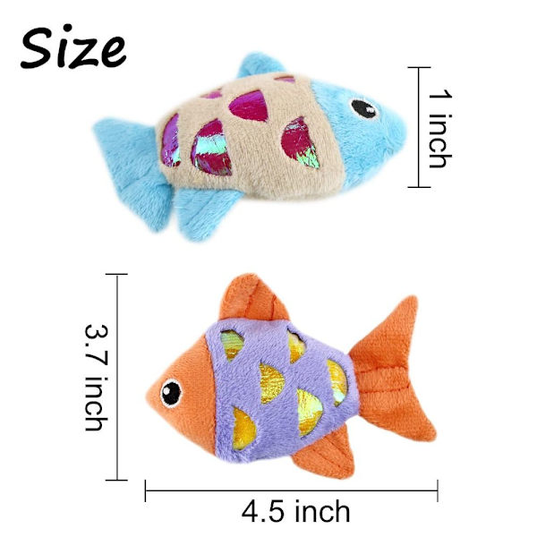2 st Small Cat Fish Leksaker Färgglada plysch paljett Fisk Toy