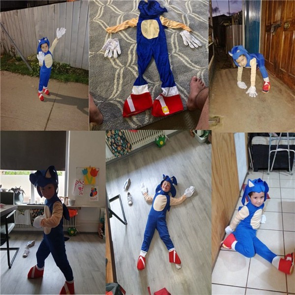 Sony Cartoon Cosplay Jumpsuit Barn Sonic Anime kostym kostym M