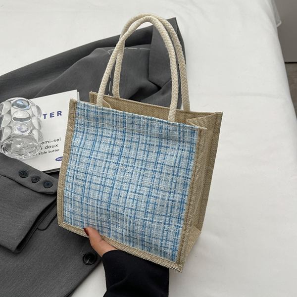 Handväska i linne tyg Kvinnor Handväskor BLÅ DRIDSLAG STYLE DRIDSLAG Blue Zipper style-Zipper style