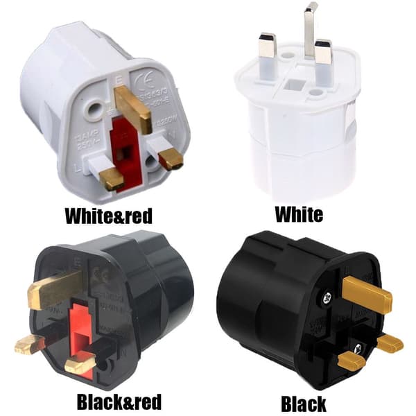 EU til UK Strømadapter HVIT&RØD white&red