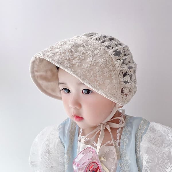 Baby Spetshatt Nyfödd Blomsterhatt BEIGE TYP 2 TYP 2 beige type 2-type 2