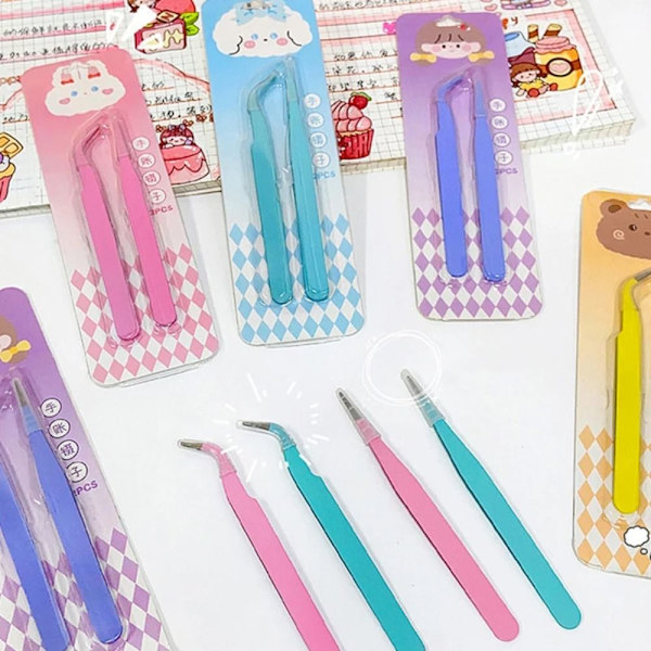 Rak Böjd Pincett Tejp Sticker Tool ROSA pink