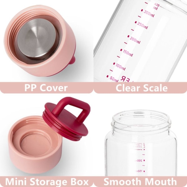 Hög borosilikatglasflaska Borosilikatglasjuicekopp pink 420ml