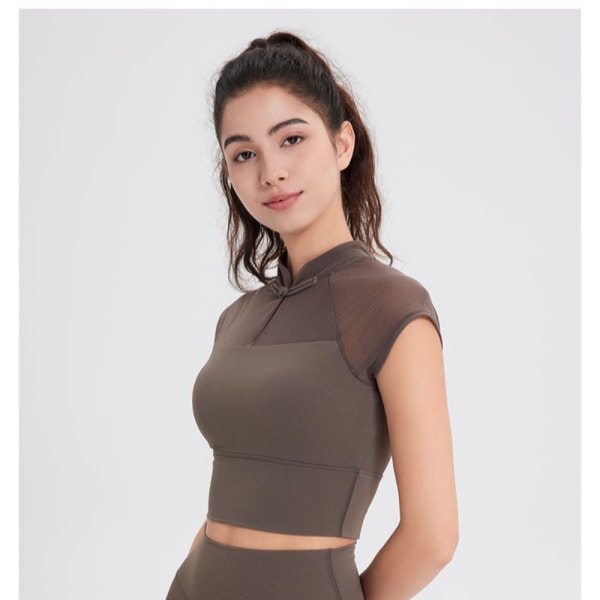 Yoga Crop Top för kvinnor SVART L Black L