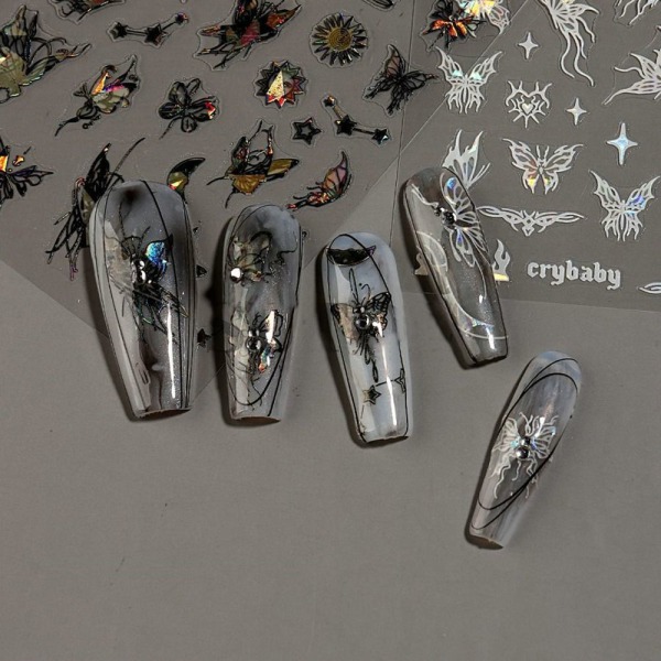 Butterfly Laser Kynsitarrat Nail Art Decal F1002-BALCK F1002-Balck