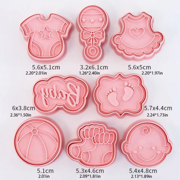 8 stk/sett Cookie Cutters Kjeksform Deigstempel DIY Baking