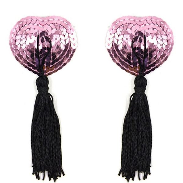 1 par hjerteformede bh brystvortebetræk PINK&SORT pink&black