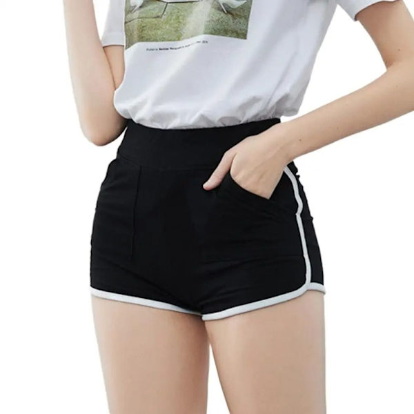 Cotton Yoga Shorts Skinny Slim Short Pants GRÖN L green L