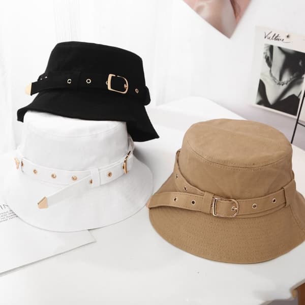 Bomulls bøttehatter Dame Sommerhatt HVIT White