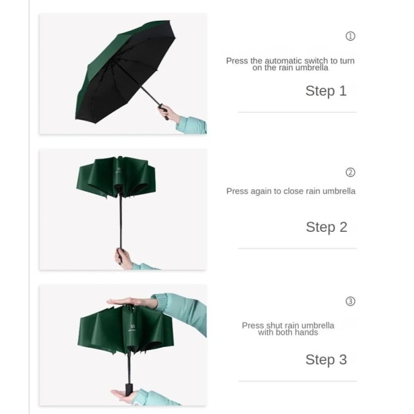 Automatisk Paraply Parasol Paraply SORT Black