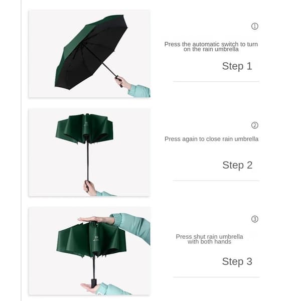 Automatisk paraply parasol SORT Black