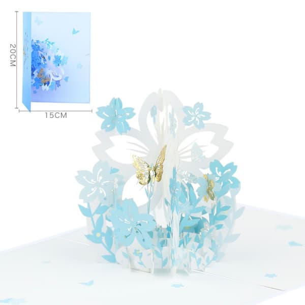 Handgjort 3D-pappersgratulationskort, presentkort LJUSBLÅ Light blue