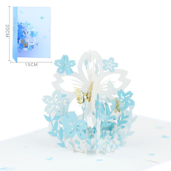 Käsintehty onnittelukortti 3D-paperilahjakortit VAALEENSININEN Light blue