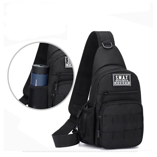 Outdoor Skuldertaske Sling Sport Brysttaske SORT SORT black