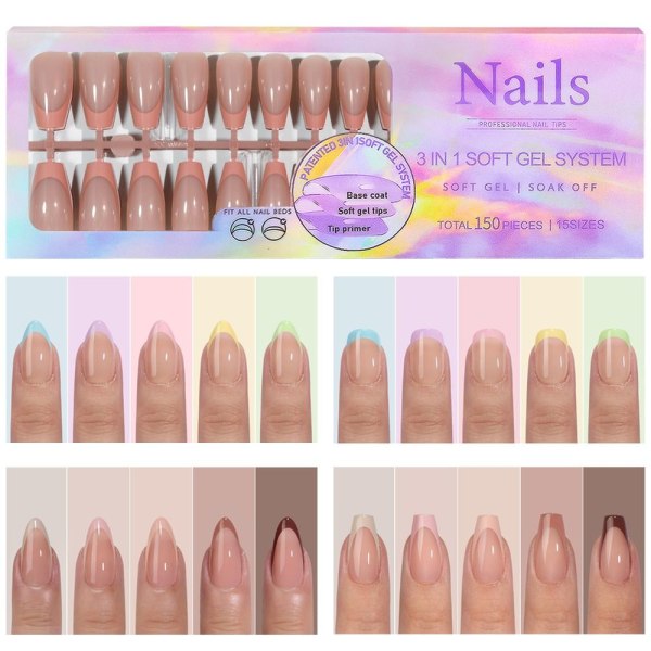 Almond Fake Nails French False Nail 3 3 3